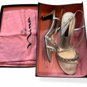 Ina Metallic Silver Embellished Rhinestone  Heels